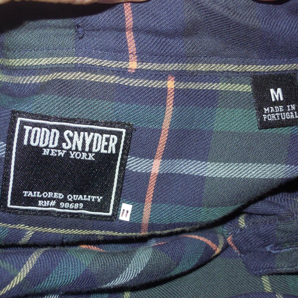 TODD SNYDER New York Men's Checkered Checked Button-Down Shirt Size Medium Blue